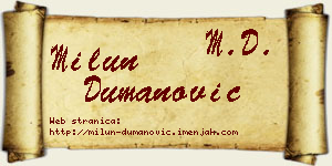 Milun Dumanović vizit kartica